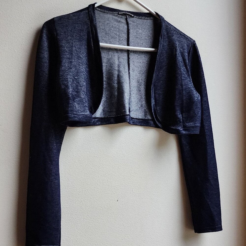 Dolce & Gabbana Navy Velure Cropped Shrug - Picture 2 of 14